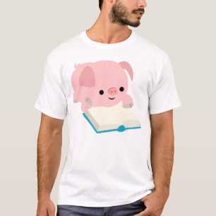 Cute Cartoon Reading Piglet Children T-Shirt