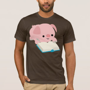 Cute Cartoon Reading Piglet T-Shirt
