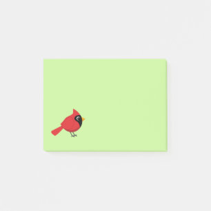 Cute Cartoon Red Cardinal with Flowers Post-it Notes