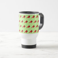 Cute Cartoon Red Cardinal with Flowers