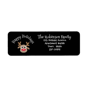 Cute Cartoon Reindeer Black Fun Christmas