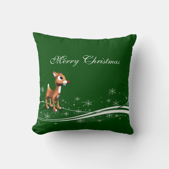 Cute Cartoon Reindeer Christmas Cushion (Front)