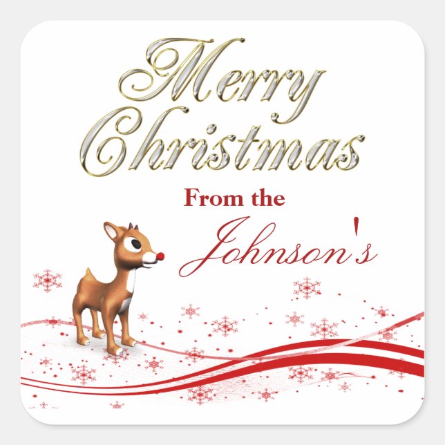 Cute Cartoon Reindeer Christmas Gift Tags (Front)