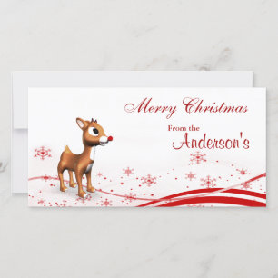 Cute Cartoon Reindeer Christmas Gift Tags Holiday Card
