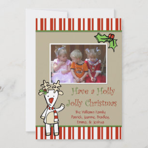 Cute Cartoon Reindeer Christmas Photo Card