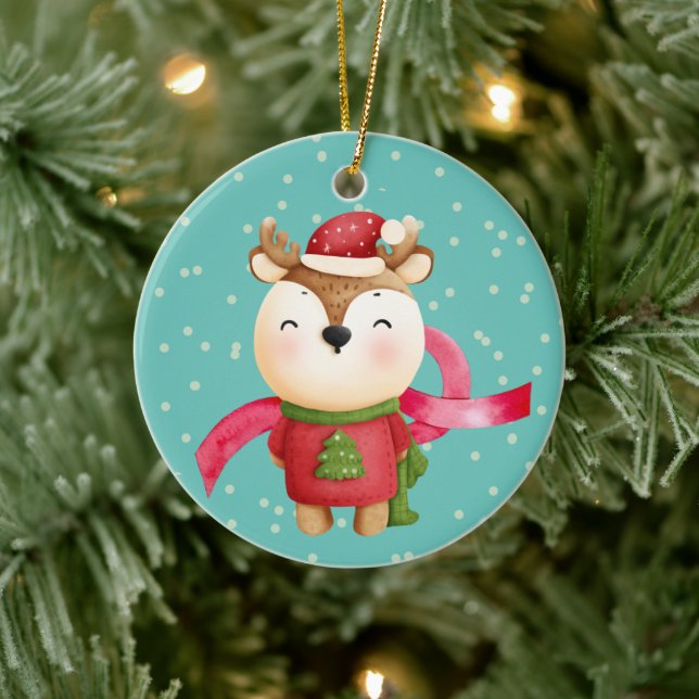 Cute Cartoon Reindeer Grandchild Christmas Ceramic Tree Decoration (Tree)