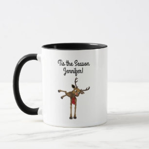 Cute Cartoon Reindeer Kicking Up His Heels Mug