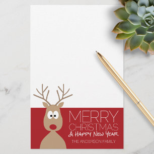 Cute Cartoon Reindeer - Merry Christmas Greeting Stationery