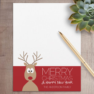 Cute Cartoon Reindeer - Merry Christmas Stationery