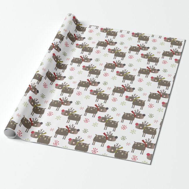 Cute cartoon reindeer wrapping paper (Unrolled)