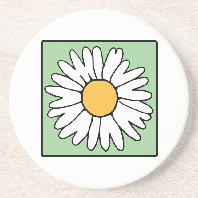Cute Cartoon Retro Daisy Spring Garden Flower Coaster (Front)