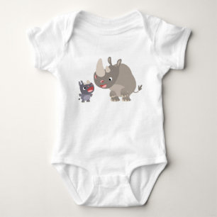 Cute Cartoon Rhino Baby & Big Rhino Baby T-Shirt Bodysuit