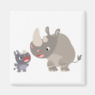Cute Cartoon Rhino Baby & Big Rhino Magnet