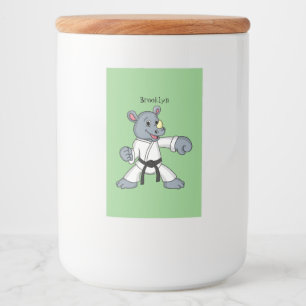 Cute cartoon rhino kung fu cartoon food label