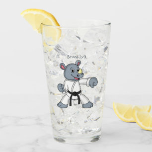 Cute cartoon rhino kung fu cartoon glass