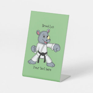 Cute cartoon rhino kung fu cartoon  pedestal sign