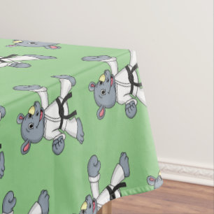 Cute cartoon rhino kung fu cartoon tablecloth