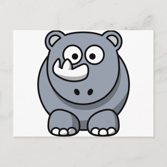 Cute Cartoon Rhino Postcard (Front)