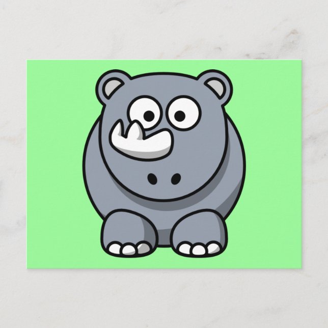 Cute Cartoon Rhino Postcard (Front)
