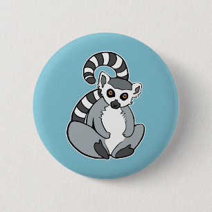 Cute Cartoon Ring-Tailed Lemur 6 Cm Round Badge