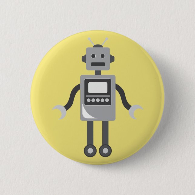 Cute Cartoon Robot 6 Cm Round Badge (Front)