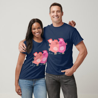 Cute Cartoon Roller-Skating Pigs T-Shirt