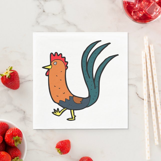 Cute Cartoon Rooster Napkin (Creator Uploaded)