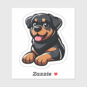 Cute Cartoon Rottweiler Puppy Resting