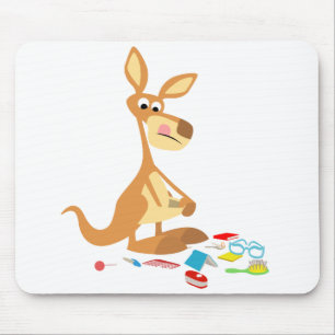 Cute Cartoon Rummaging Kangaroo Mousepad