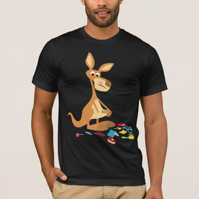 Cute Cartoon Rummaging Kangaroo T-Shirt (Front)