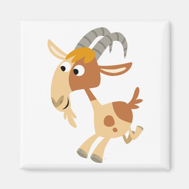 Cute Cartoon Running Goat Magnet (Front)