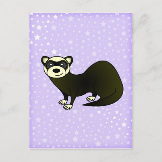 Cute Cartoon Sable Ferret Purple Star Postcard