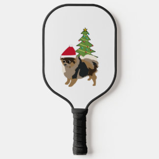 Cute Cartoon Sable Pomeranian in a Santa Hat   Pickleball Paddle