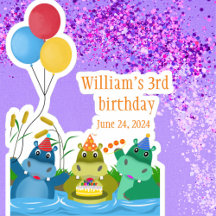 Cute Cartoon Safari Hippo Birthday
