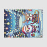 Cute Cartoon Santa and Reindeer Christmas Tissue Paper<br><div class="desc">Adorable Cartoon Santa and Reindeer Christmas tissue paper. Santa and reindeer standing in a pretty whimsical winter wonderland.</div>