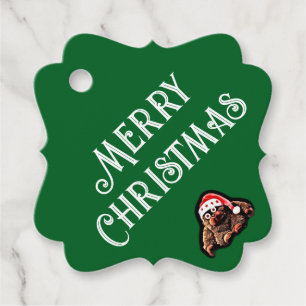 Cute cartoon santa christmas green favour tags