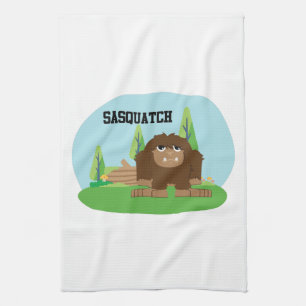 Cute Cartoon Sasquatch Tea Towel