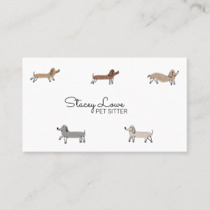 Cute Cartoon Sausage Dogs Pet Sitter   Dog Walker  Business Card