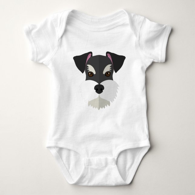 Cute Cartoon Schnauzer! Baby Bodysuit (Front)