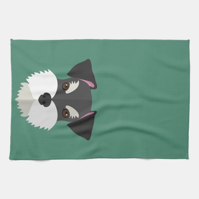 Cute Cartoon Schnauzer! Tea Towel (Horizontal)