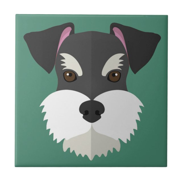Cute Cartoon Schnauzer! Tile (Front)