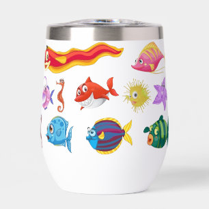 Cute Cartoon Sea Life & Colourful Fish Stemless 