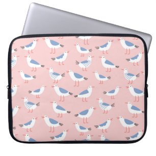 Cute Cartoon Seagulls Seamless Pattern Laptop Sleeve