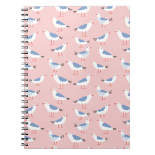 Cute Cartoon Seagulls Seamless Pattern Notebook