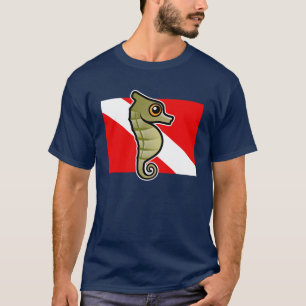 Cute Cartoon Seahorse Dive Flag T-Shirt