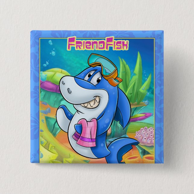 cute cartoon shark button (Front)