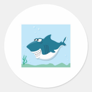 cute cartoon shark classic round sticker