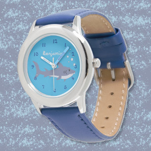 Cute Cartoon Shark Kid Blue Beginner Watch