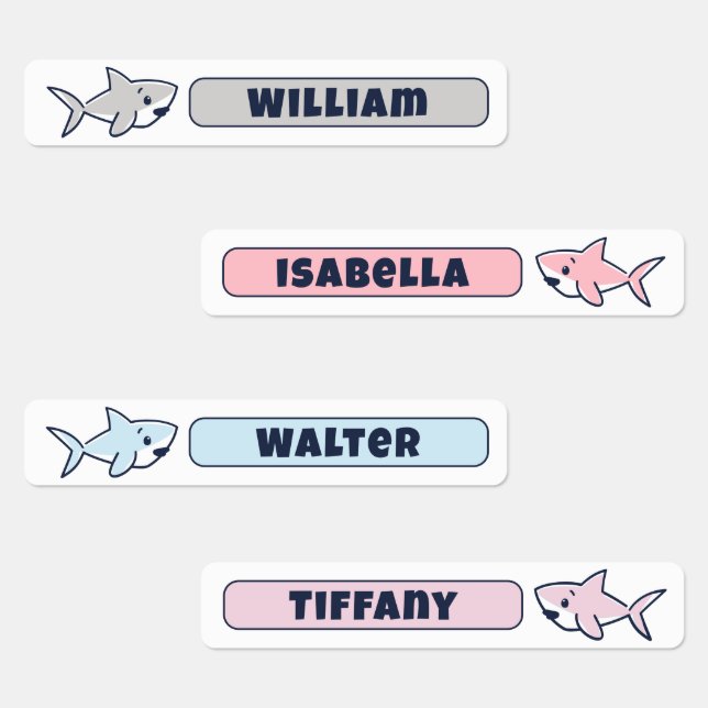 Cute Cartoon Shark Kids' Name (Group)