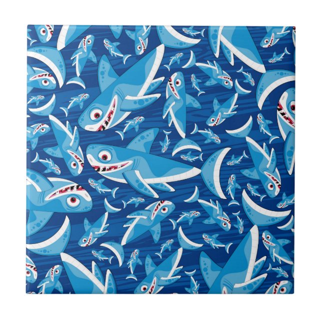 Cute Cartoon Shark Pattern Tile (Front)